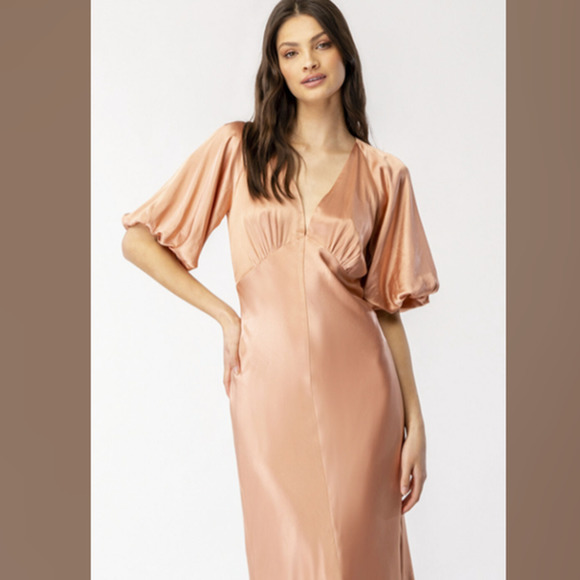 Bardot Dresses & Skirts - Bardot Everleigh Satin Midi Dress In Copper, Size Small